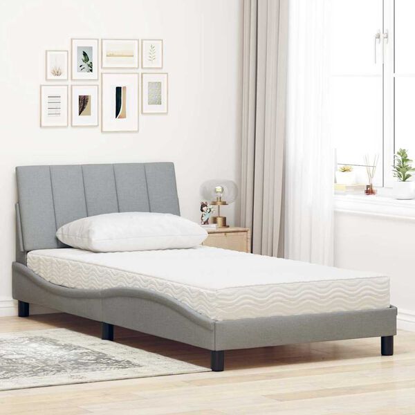 vidaXL Letto con Materasso Hanko Grigio Chiaro 100x200 cm in Tessuto
