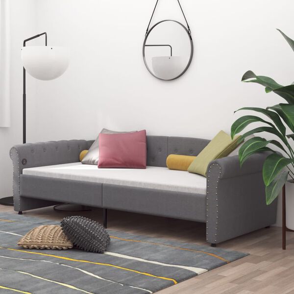 vidaXL Dormeuse con Presa USB Grigio Chiaro in Tessuto 90x200 cm