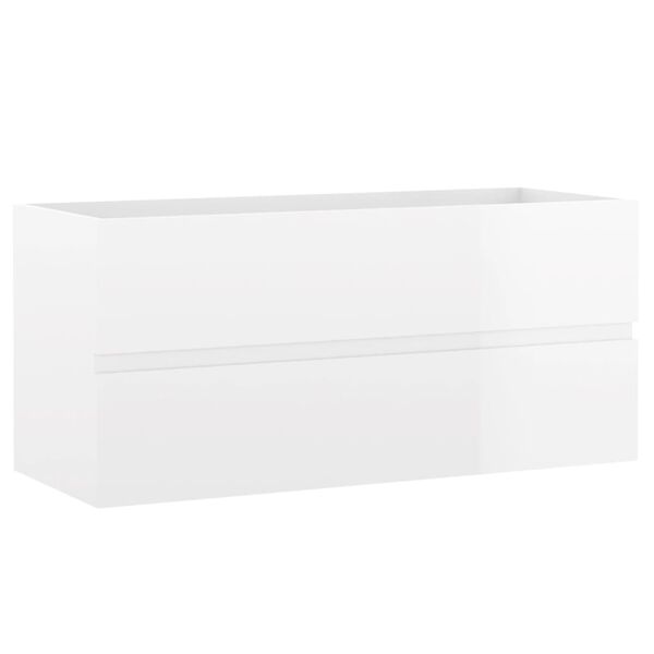 vidaXL Mobile Lavabo Bianco Lucido 100x38,5x45 cm in Legno Multistrato
