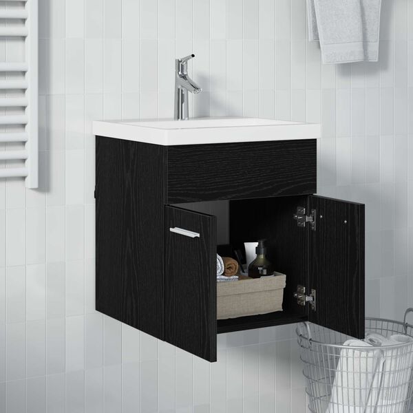 vidaXL Armadio sottolavello con porta Rovere Nero 41 x 38,5 x 46 cm