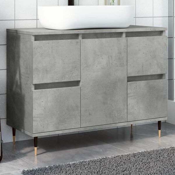 vidaXL Armadietto da Bagno Grigio Cemento 80x33x60cm Legno Multistrato