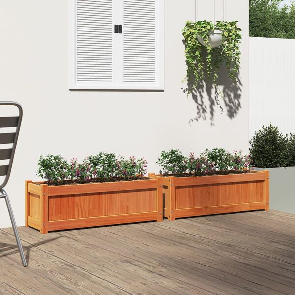 vidaXL Fioriere da Giardino 2pz Marrone Cera Legno Massello di Pino