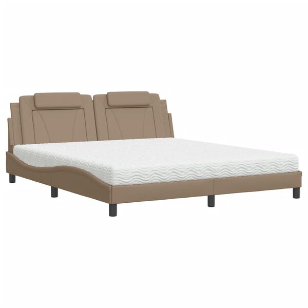 vidaXL Letto Viana con Materasso Cappuccino 180x200cm Similpelle