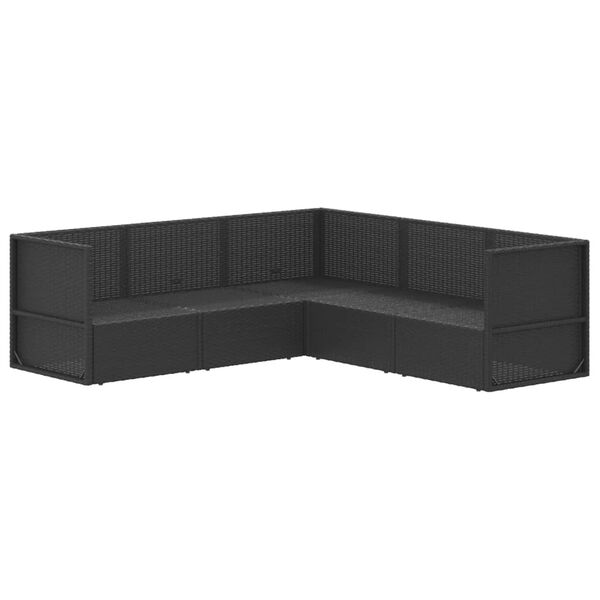 vidaXL Set Divani da Giardino 5 pz con Cuscini Nero in Polyrattan