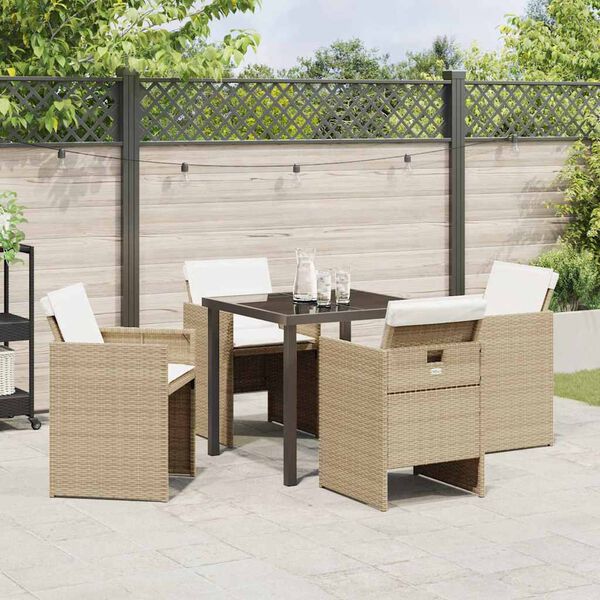 vidaXL Set da Pranzo per Giardino 5 pcs Beige polyrattan