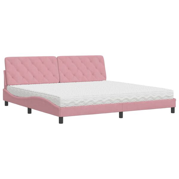 vidaXL Letto con Materasso Rosa 200x200 cm in Velluto