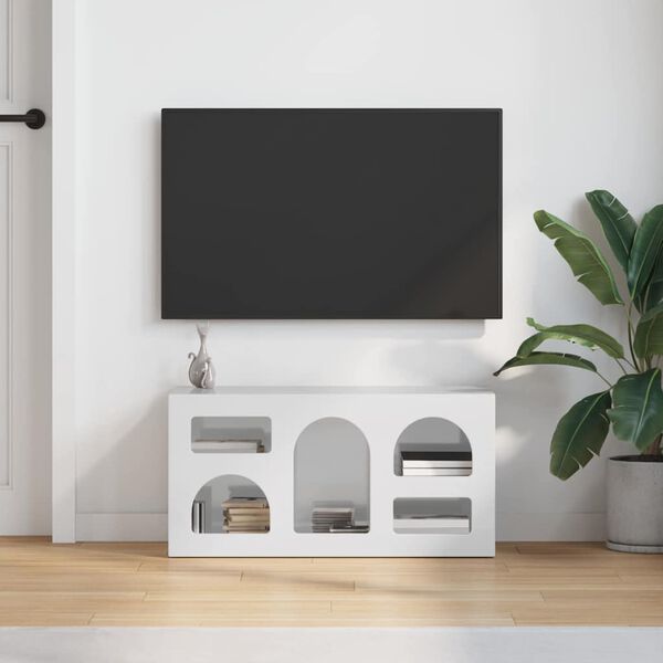 vidaXL Mobile TV Bianco Lucido 80 x 35 x 40 cm Legno multistrato