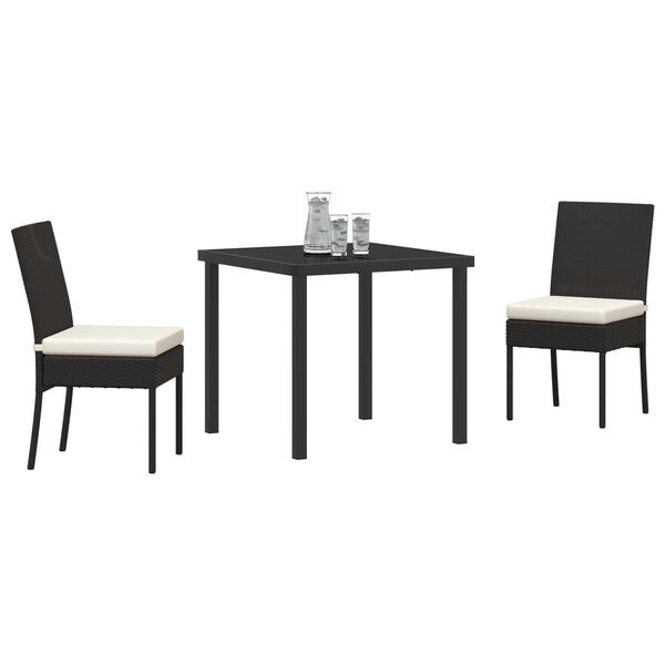 vidaXL Set da Pranzo per Giardino 3 pcs Nero