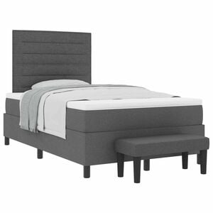 vidaXL Letto a molle con testiera Grigio scuro 120 x 190 cm Tessuto