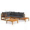 vidaXL Set Divani Giardino 4 pz con Cuscini Grigio Scuro Legno Acacia