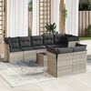 vidaXL Set Divano da Giardino 9pz con Cuscini Grigio Chiaro Polyrattan