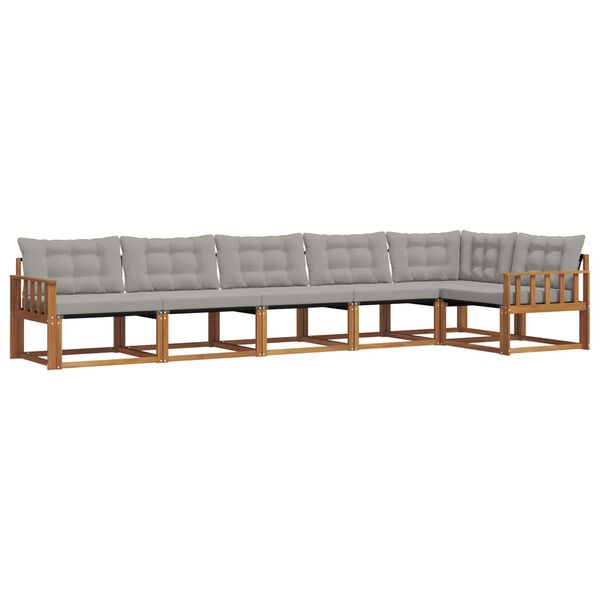 vidaXL Set di divani da esterno 6 pcs Grigio Naturale e Chiaro