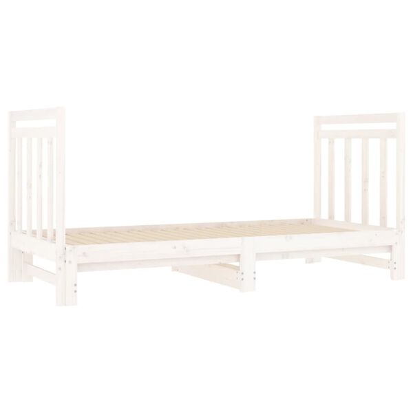vidaXL Dormeuse Estraibile Bianca 2x(90x190) cm Legno Massello di Pino