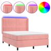 vidaXL Letto a Molle con Materasso e LED Rosa 140x190 cm in Velluto