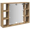 vidaXL Mobile a Specchio LED Rovere Artigianale 76x15x55cm Multistrato