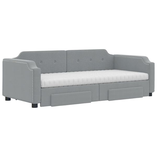 vidaXL Divano Letto Estraibile Cassetti Grigio Chiaro 90x190cm Tessuto