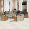 vidaXL Set Divani da Giardino 14pz con Cuscini in Polyrattan Beige
