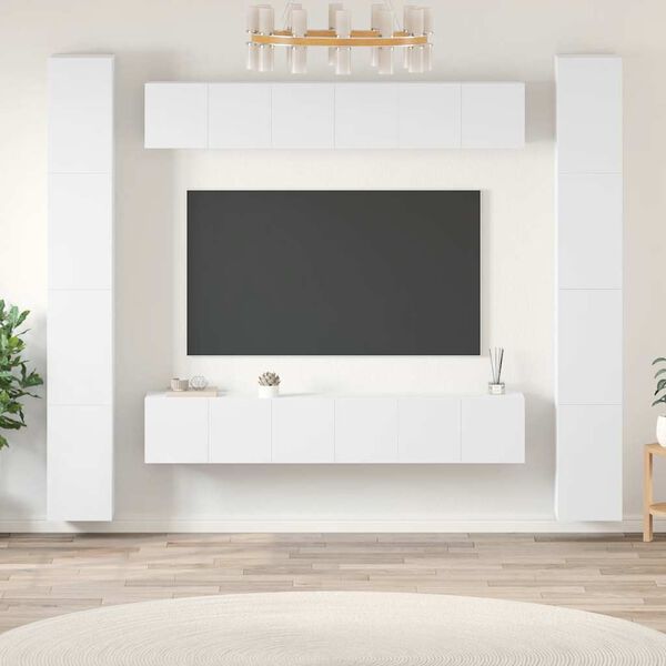 vidaXL Set Mobili Porta TV 6 pz Bianco in Legno Multistrato