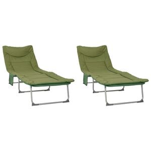 vidaXL Lettino prendisole pieghevole con cuscino 2 pz Verde Scuro
