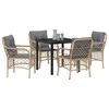 vidaXL Set da Pranzo per Giardino con cuscino 5 pcs Beige polyrattan