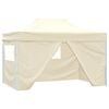 vidaXL Gazebo Professionale Pieghevole con 4 Pareti 3x4m Acciaio Crema