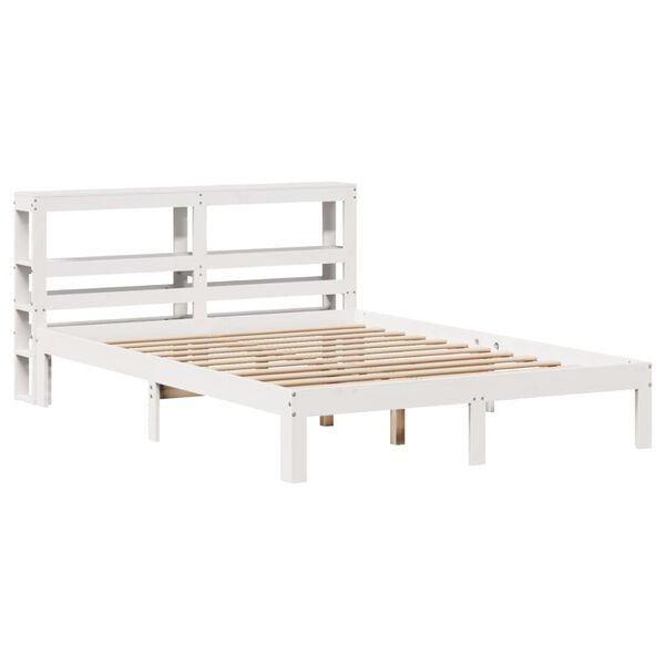 vidaXL Giroletto con Testiera Bianco 135x190 cm Legno Massello di Pino