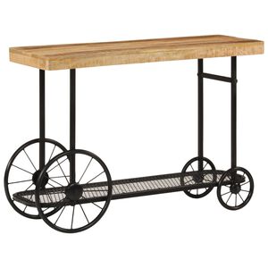 vidaXL Tavolo Consolle 112x36x76 cm in Legno Massello di Mango e Ferro