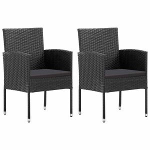 vidaXL Sedie da Giardino con Cuscini Neri 2 pz Nere in Polyrattan