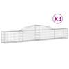 vidaXL Cesti Gabbioni ad Arco 3 pz 300x30x40/60 cm Ferro Zincato