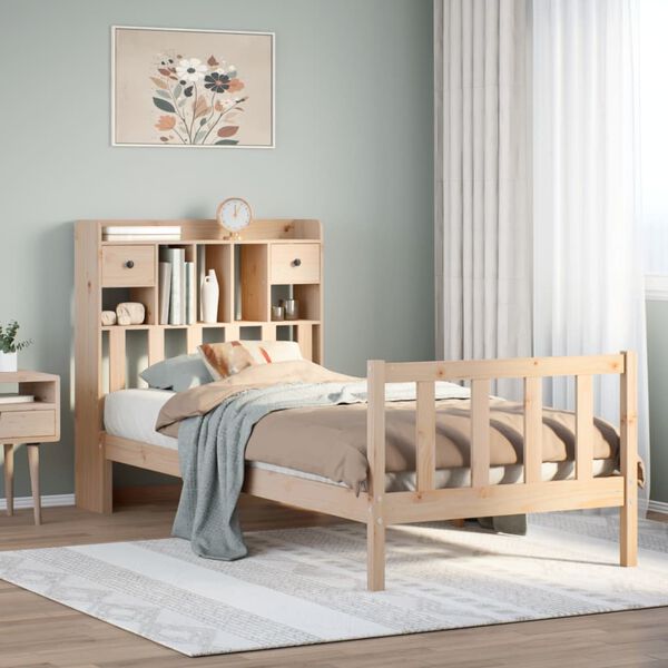 vidaXL Letto Libreria senza Materasso 90x190 cm Legno Massello Pino