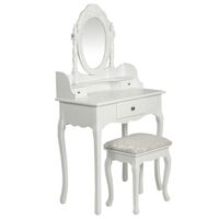 VidaXL Tavolo Da Trucco Con Sgabello Rosa – Set In Legno Paulownia, Con 3 Cassetti E Specchio, Dimensioni 50x59x136 Cm - 2