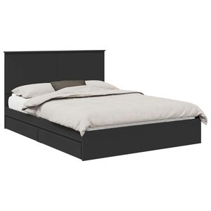 vidaXL Letto con Contenitore Nero 150 x 200 cm Legno multistrato