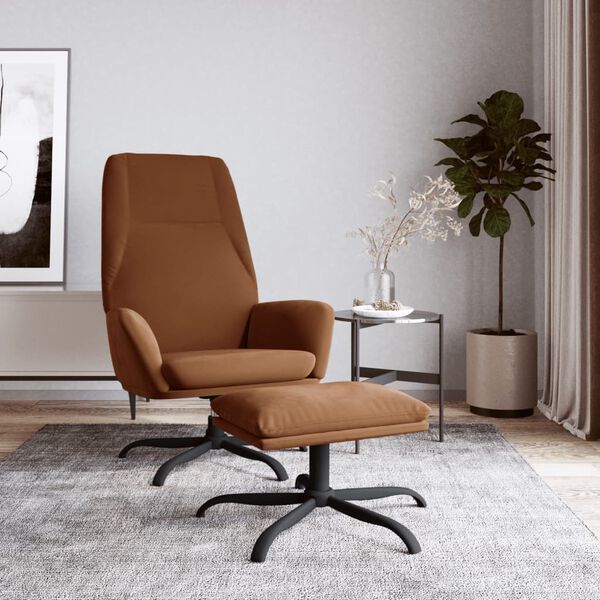 vidaXL Poltrona Relax con Poggiapiedi Marrone in Tessuto Microfibra
