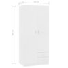 vidaXL Armadio Bianco 80x52x180 cm in Legno Multistrato