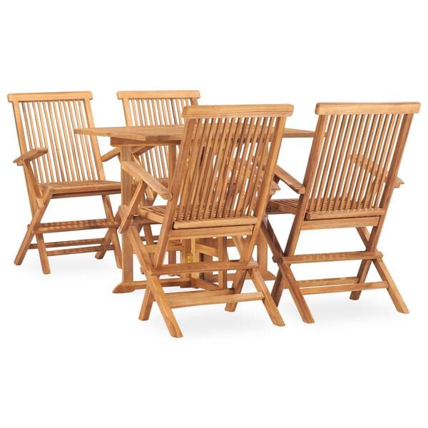 vidaXL Set da Pranzo da Giardino 5 pz Pieghevole in Massello di Teak