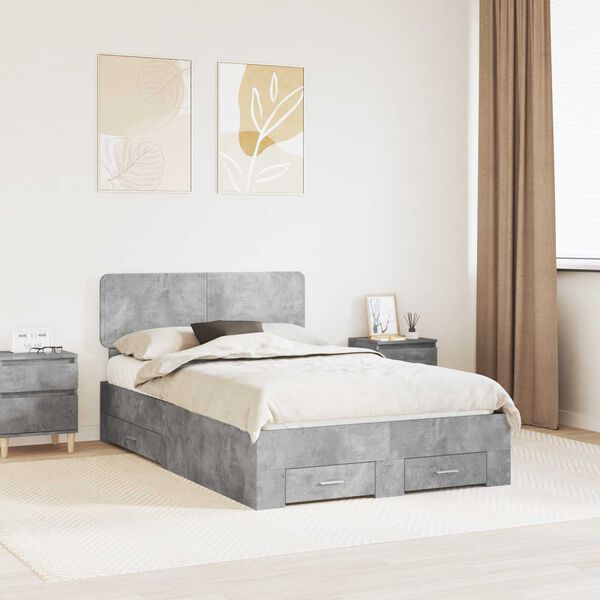 vidaXL Struttura del letto con testiera Grigio cemento 120 x 190 cm