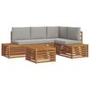 vidaXL Set di divani da esterno 5 Pezzo Grigio Naturale e Chiaro