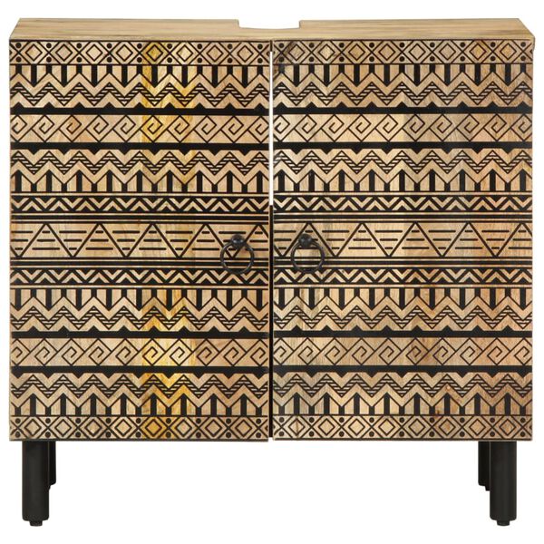 vidaXL Mobile Lavabo da Bagno Nero 62x33x58 cm Legno Massello di Mango