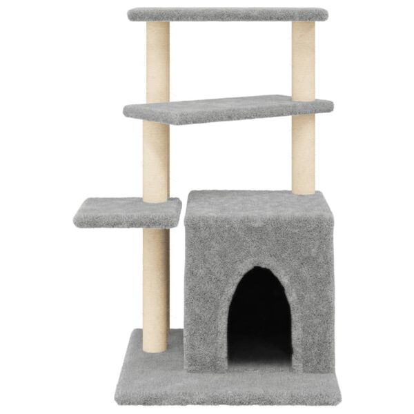vidaXL Albero per Gatti con Tiragraffi in Sisal Grigio Chiaro 83,5 cm