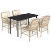 vidaXL Set da Pranzo da Giardino 5 pz con Cuscini Beige in Polyrattan