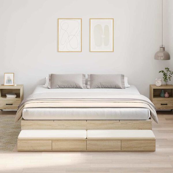 vidaXL Struttura letto con contenitore Rovere Sonoma 180 cm