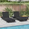 vidaXL Lettino da sole 3 pcs Nero 197 x 70 x 82 cm polyrattan