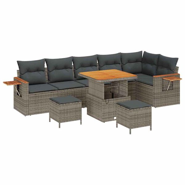 vidaXL Set Divano da Giardino con cuscino 11 pcs Grigio polyrattan