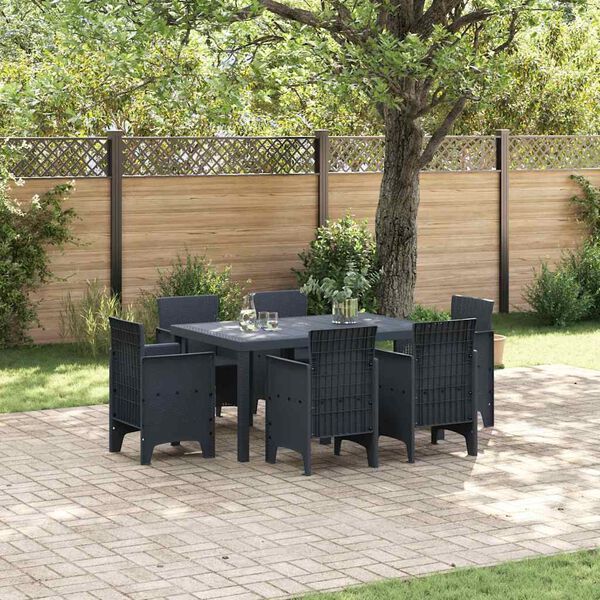 vidaXL Set da Pranzo per Giardino 7 pcs Antracite Rattan Polt