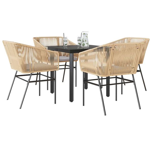 vidaXL Set da Pranzo da Giardino 5pz con Cuscini Polyrattan Vetro