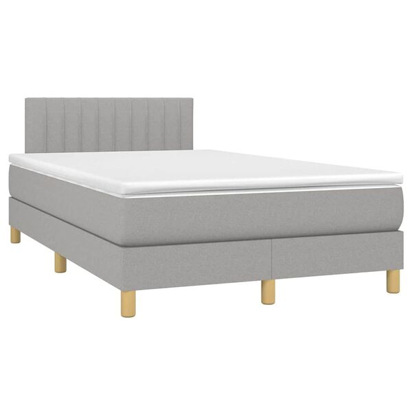 vidaXL Letto a Molle Materasso e LED Grigio Chiaro 120x190 cm Tessuto