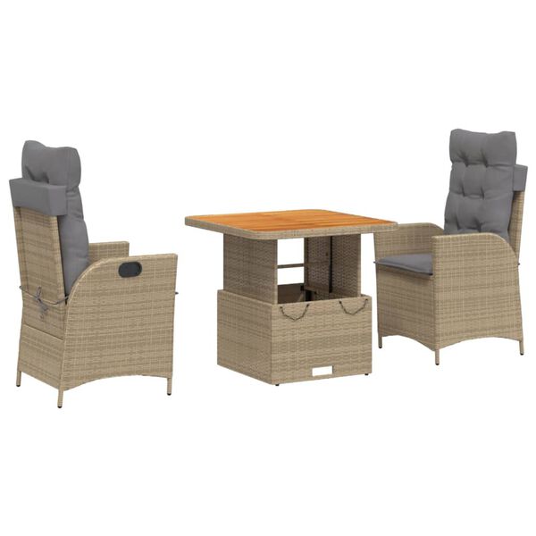 vidaXL Set da Pranzo da Giardino 4 pz con Cuscini Beige in Polyrattan