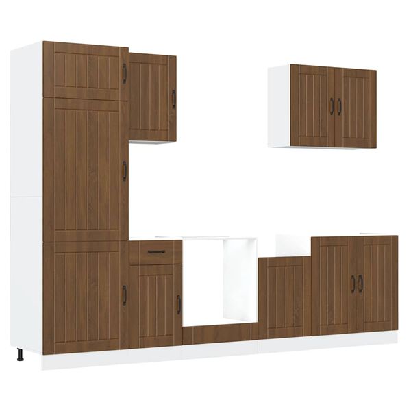 vidaXL Set Mobili da Cucina 7 pz Lucca Rovere Marrone in Truciolato