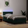 vidaXL Letto a Molle con Materasso e LED Verde Scuro 90x210 cm Velluto