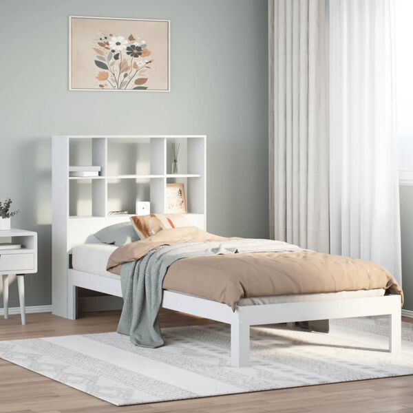 vidaXL Letto Libreria senza Materasso Bianco 90x190 cm Massello Pino